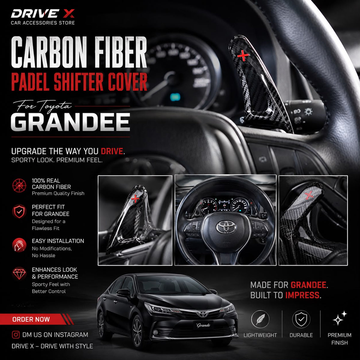 Toyota Corolla Grande Carbonfibre Pattern Shifter Extension