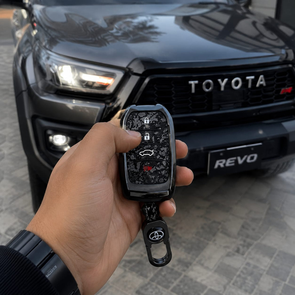Toyota Revo,Chr,Prado,Land Cruiser Carbonfibre Pattern Metal Keycover
